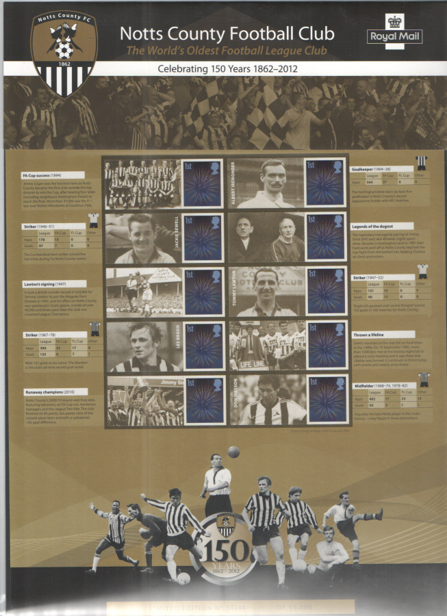(image for) CS19 2012 Notts County FC 150th Anniversary Royal Mail Sheet